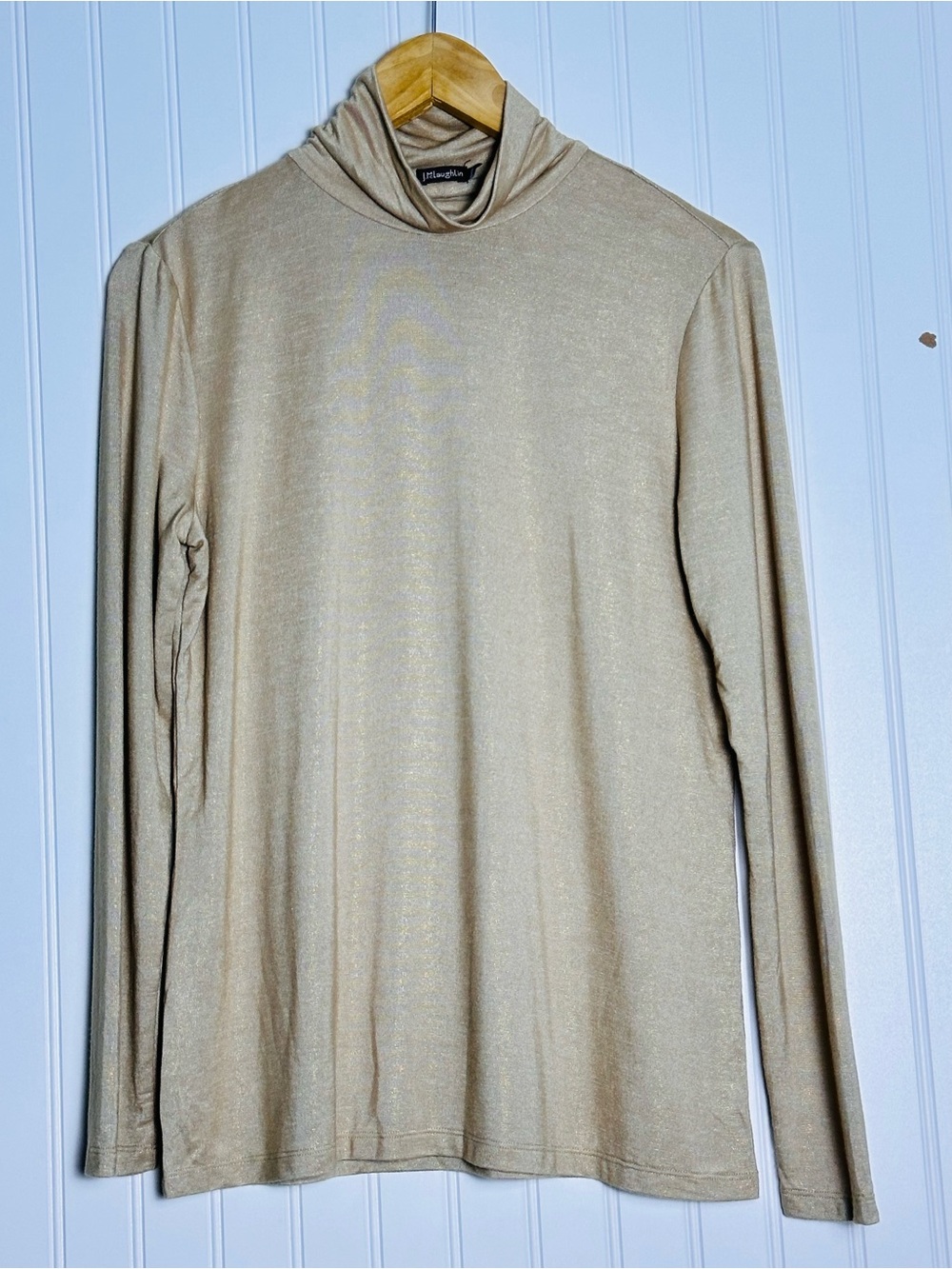 J. McLaughlin Metallic Gold Long Sleeve Nora Turtleneck top M Busines Casual - Picture 5 of 10